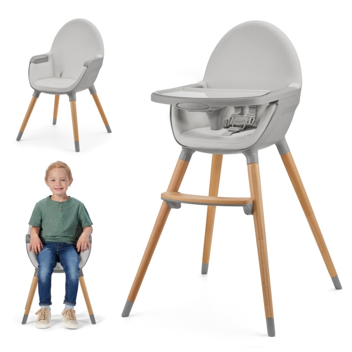 Krzesełko do karmienia dla dzieci KINDERKRAFT FINI Szary, wielofukcyjne 6m+